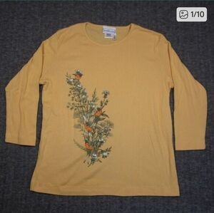 Morning Sun Yellow Birds Nature Floral Top Large